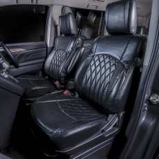 画像2: CV1W デリカD5 後期 8人乗り 運転席パワーシート レトロブラック シートカバー 全席セット (2)