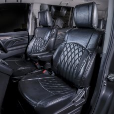 画像3: CV1W デリカD5 後期 7人乗り 運転席パワーシート レトロブラック シートカバー 全席セット (3)