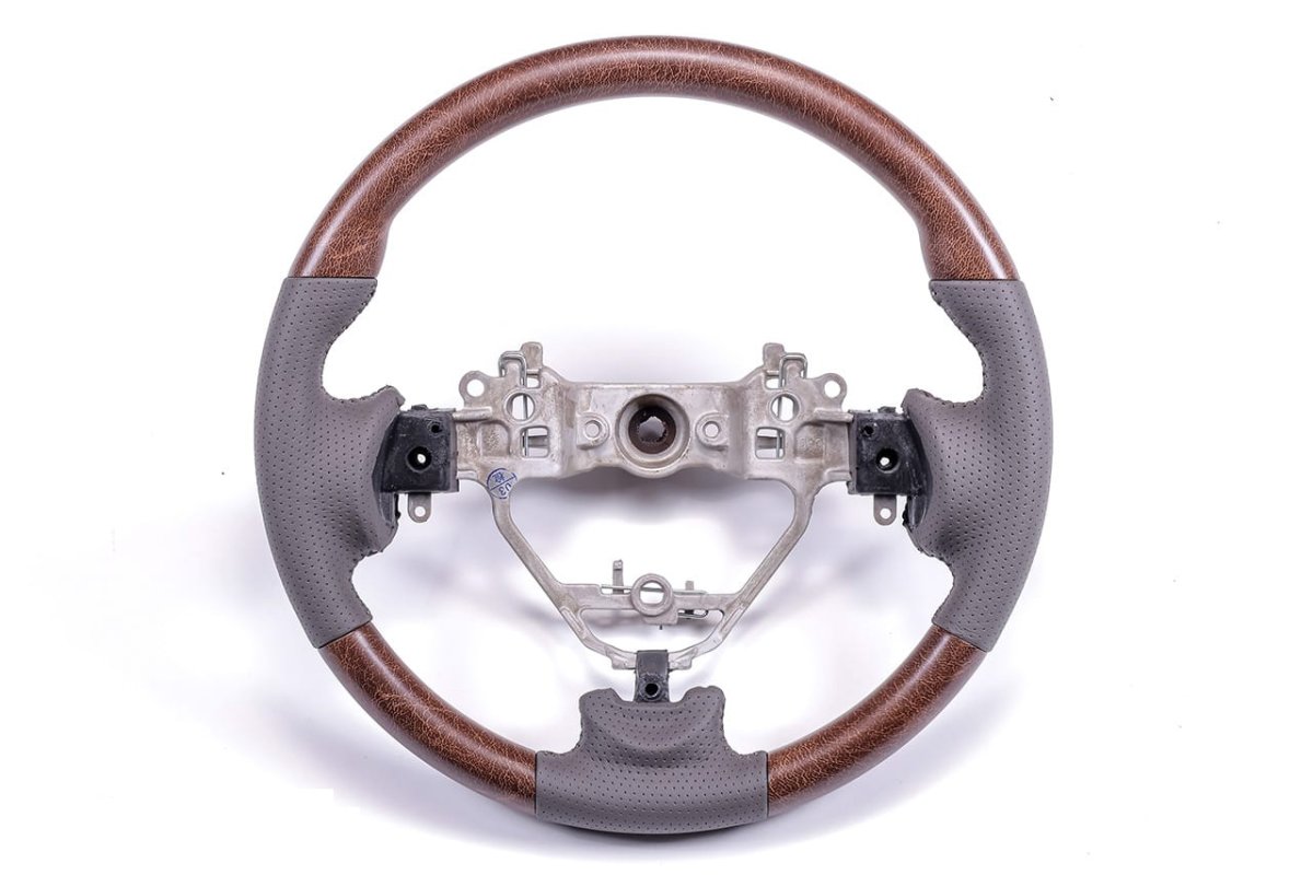 画像1: ブラウン マット木目ウッド ステアリング (1)