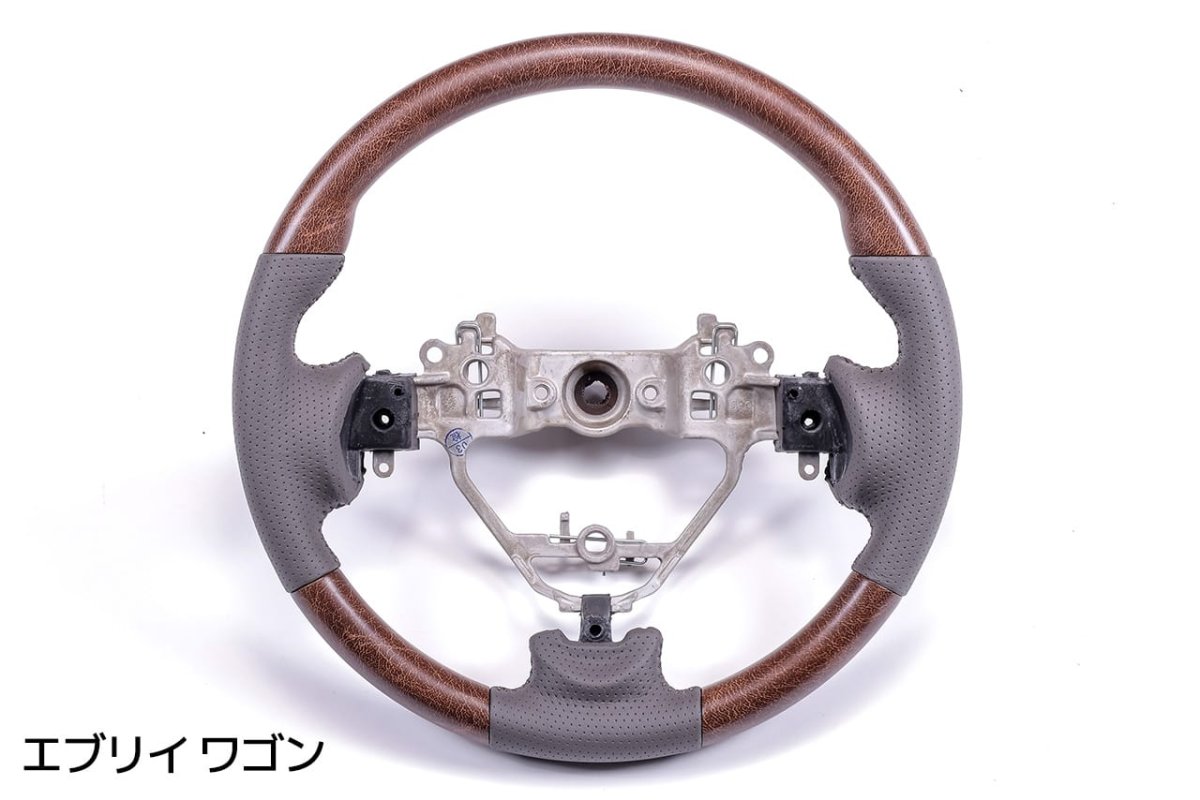 画像8: ブラウン マット木目ウッド ステアリング (8)
