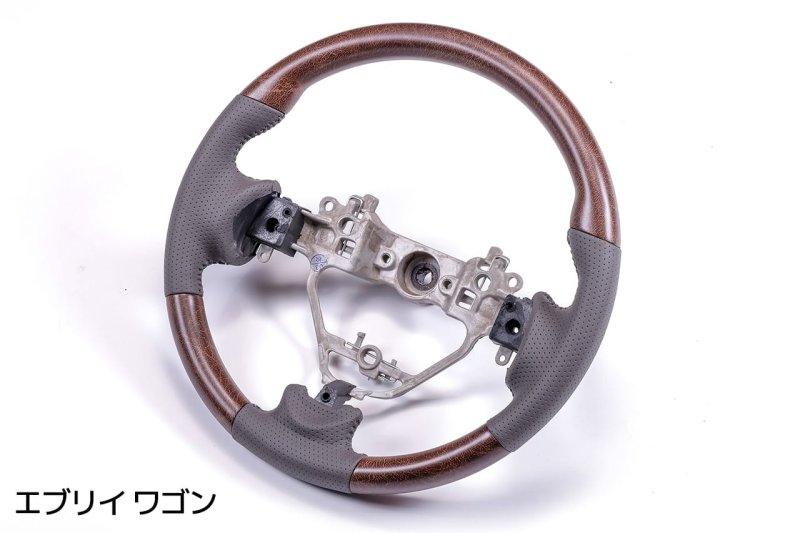 ブラウン マット木目ウッド ステアリング - WANGAN357